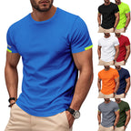 Herren nan athletisches Kurzarm Baumwolljersey T-Shirt mit Rundhalsausschnitt und reflektierenden Ärmeldetails R&B