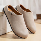 Damen bequeme Hausschuhe mit rutschfester Sohle und hochwertigem Wildlederoberteil R&B