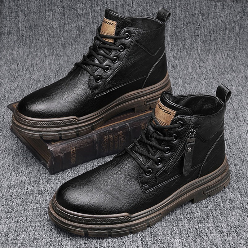 Damen Robuste Lederstiefel mit praktischem Reißverschluss und dämpfender Sohle R&B