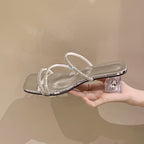 Damen elegante Mules mit funkelnden Strass-Applikationen R&B