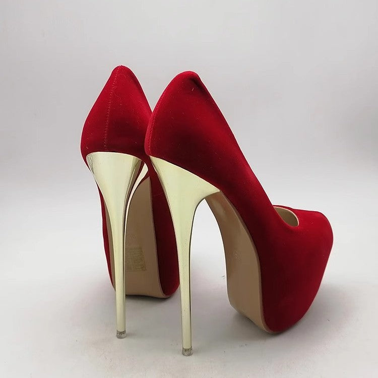 Damen elegante Stiletto-Pumps mit goldenen Akzenten R&B