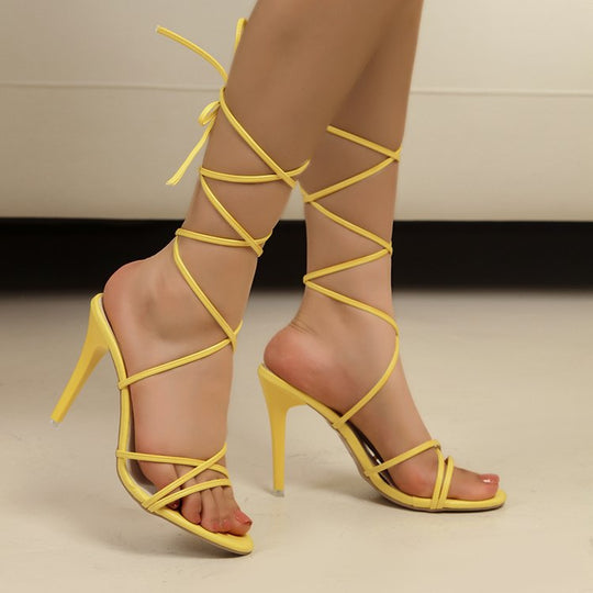 Damen elegante Schnürsandalen mit hohem Absatz R&B