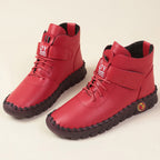 Damen Schnürstiefel mit weichem Kunstleder und praktischer Schnalle R&B