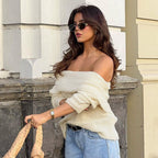 Damen Off-Shoulder Strickpullover R&B