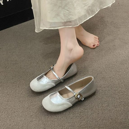 Damen elegante Ballerinas mit modischer Schnallenverzierung R&B