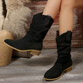 Damen Stiefel im lässigen Wildleder-Look mit elastischem Schaft und bequemem Blockabsatz R&B