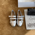 Damen Glänzende Ballerinas mit Riemen und Schnalle