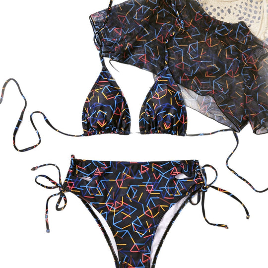 Damen Triangel-Bikini mit transparentem Übertop R&B
