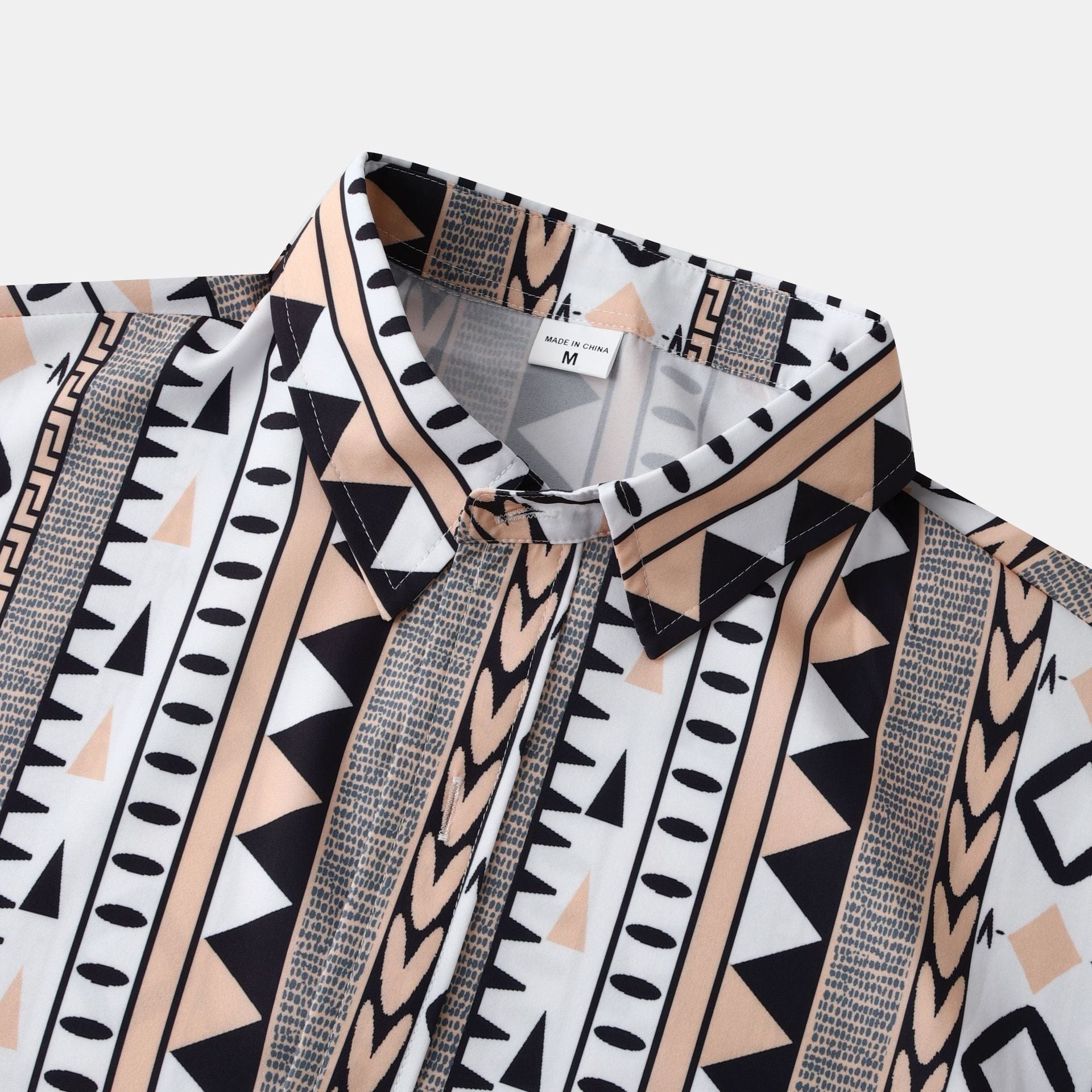 Herren Langarmhemd mit trendigem Geometrie-Design
