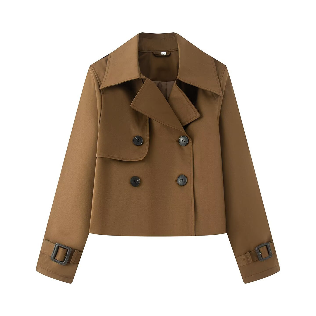 Damen elegante Trenchcoat-Jacke mit klassischen Details R&B