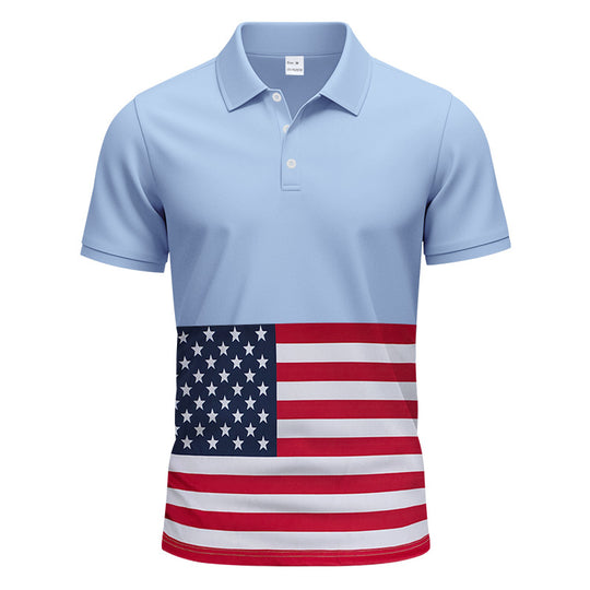 Herren Poloshirt mit einzigartigem Flaggenmotiv und moderner Passform R&B