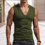 Herren nan tailliertes Tanktop mit tiefem V-Ausschnitt und Stretch-Baumwollmix R&B