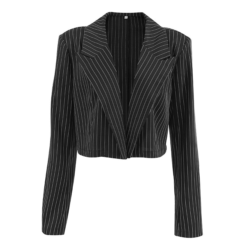 Damen Cropped Blazer im klassischen Streifenmuster R&B