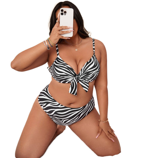 Damen Bunt gemusterter Bikini mit Knotendetail R&B