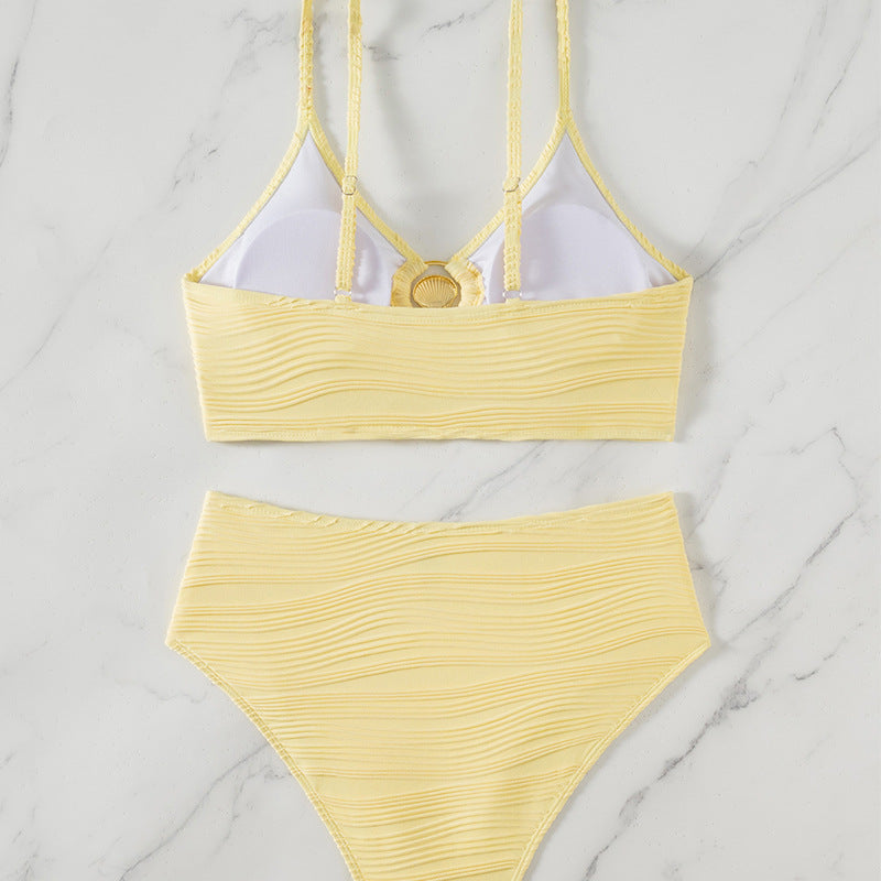 Damen Bikini-Set mit elastischem Muster und modischem Knotenverschluss R&B