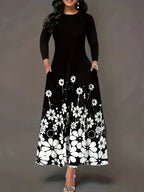 Damen Maxikleid mit floralem Druck und Taschen R&B