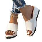 Damen Glamouröse Wedge-Pantoletten mit schimmerndem Obermaterial und bequemer Sohle