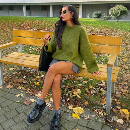 Damen weicher Strickpullover mit bequemem Schnitt R&B