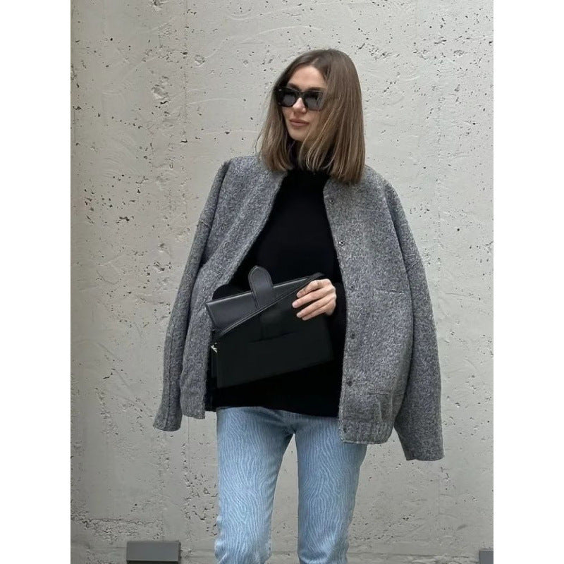 Damen coole Oversize-Jacke aus weichem Wollmix R&B