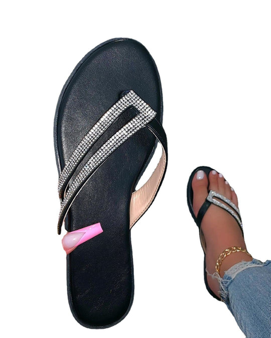 Damen modische Flip-Flops mit Glitzersteinen und ergonomischem Fußbett R&B