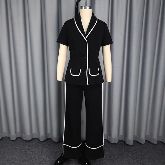 Damen Elegantes Blazer-Set mit kontrastierenden Akzenten R&B