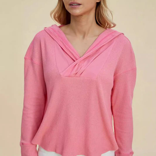 Damen Freizeit Hoodie mit raffiniertem Ausschnitt R&B