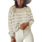 Damen Gemusterter Pullover mit dekorativen Knöpfen R&B