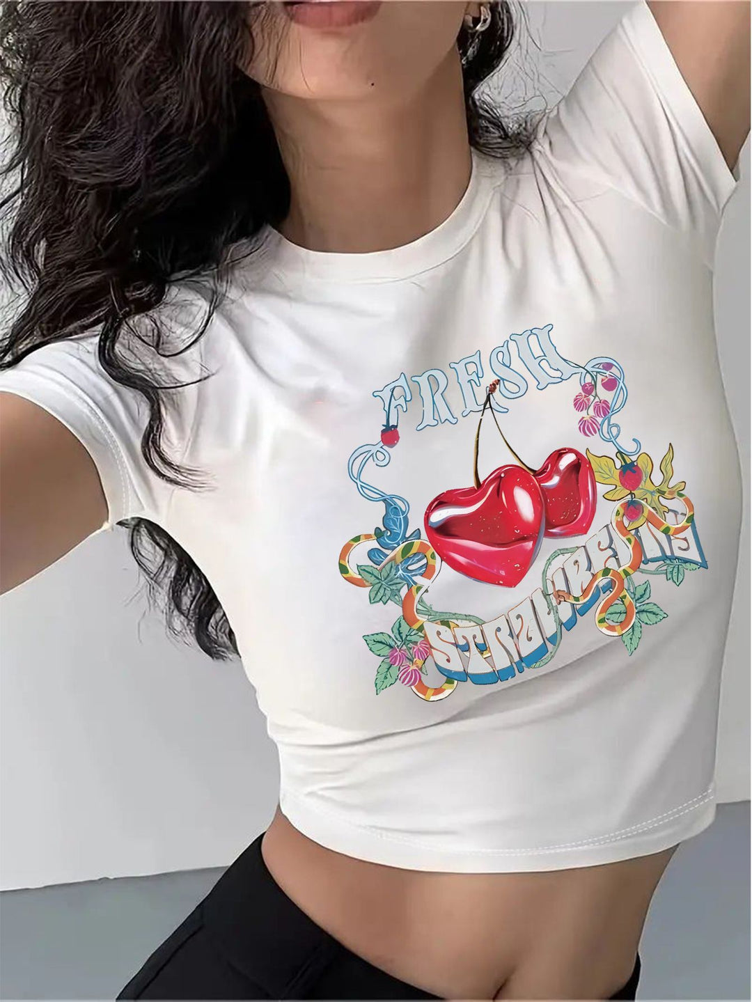 Damen Crop-Top mit innovativem Spinnen-Netz-Design R&B