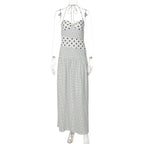Damen Maxikleid mit verspielten Polka-Dots und schickem Halterdesign R&B