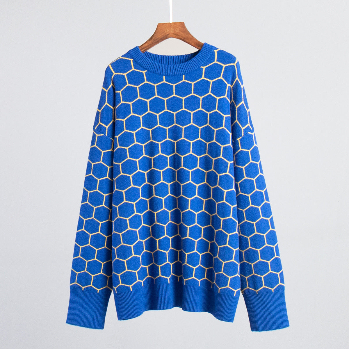 Damen Kreativer Strickpullover mit Wabenmuster R&B