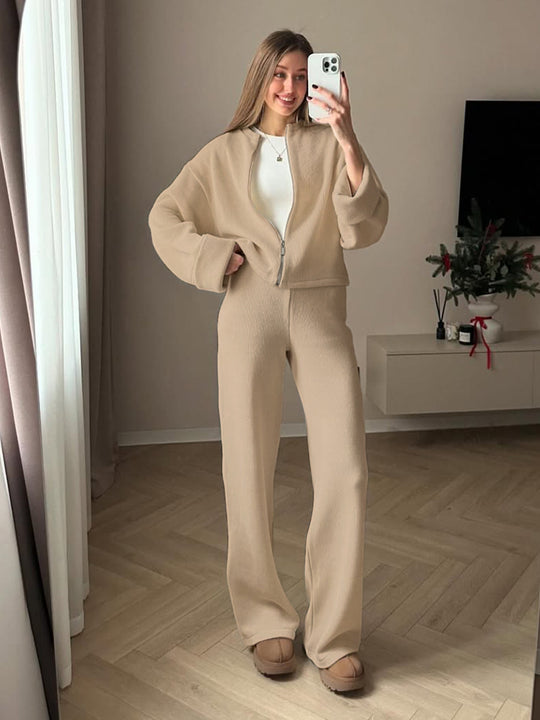 Damen Modisches und bequemes Strick-Ensemble mit weitem Schnitt R&B