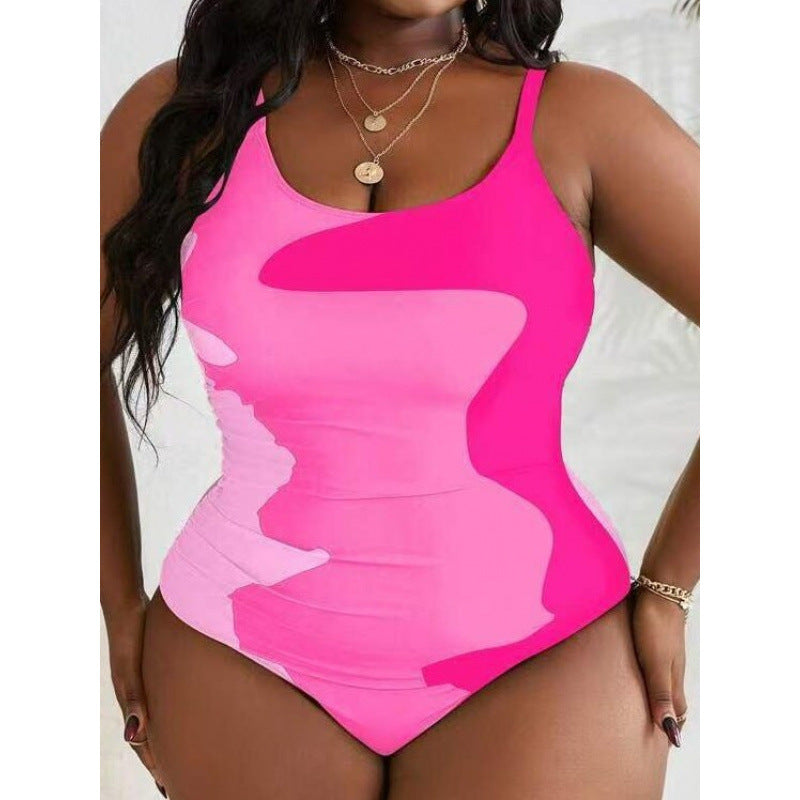 Damen Einteiliger Badeanzug mit modischem Farbmuster und figurformendem Schnitt R&B