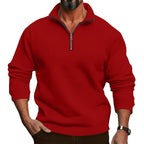 Herren Sweatshirt mit halblangem Reißverschluss und weichem Innenfutter R&B