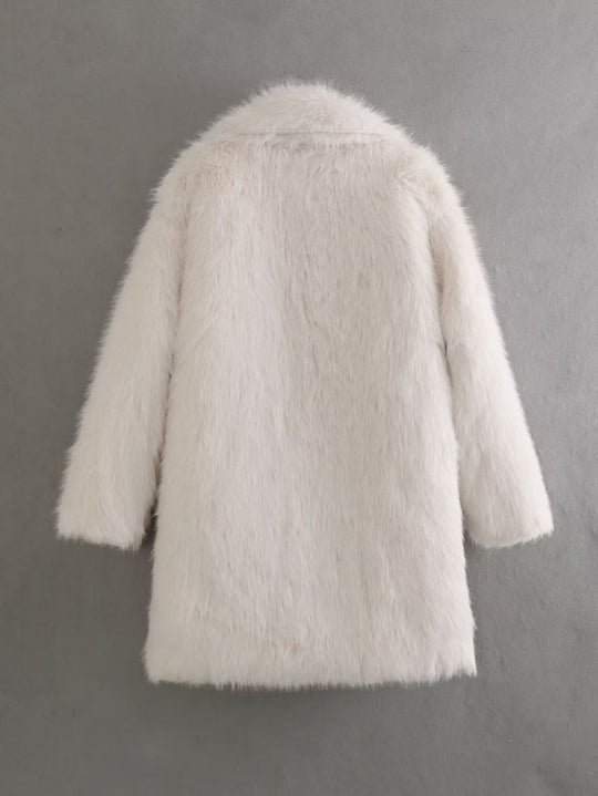 Damen Fleece-Mantel mit doppeltem Revers R&B