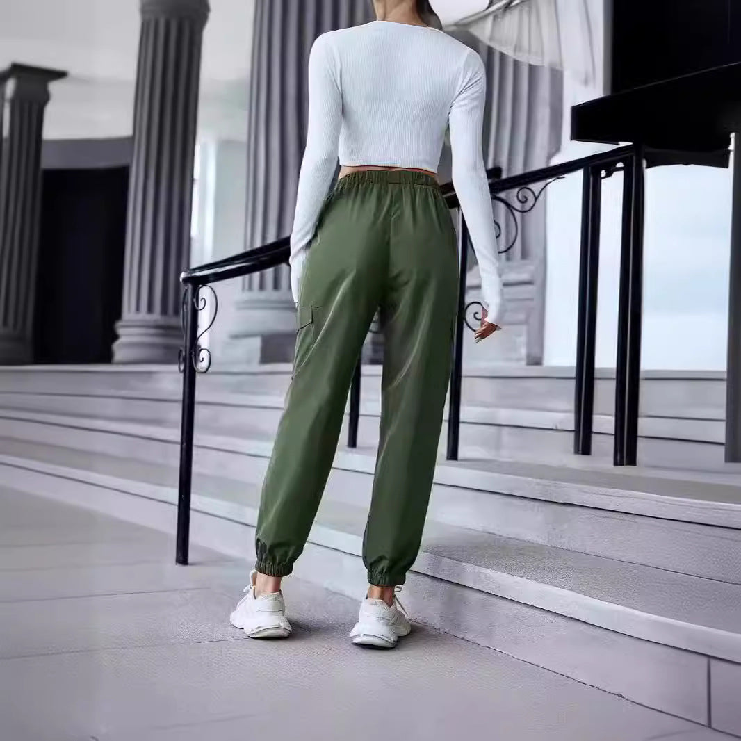 Damen Freizeit-Cargo-Hose mit elastischem Bund und praktischen Taschen R&B