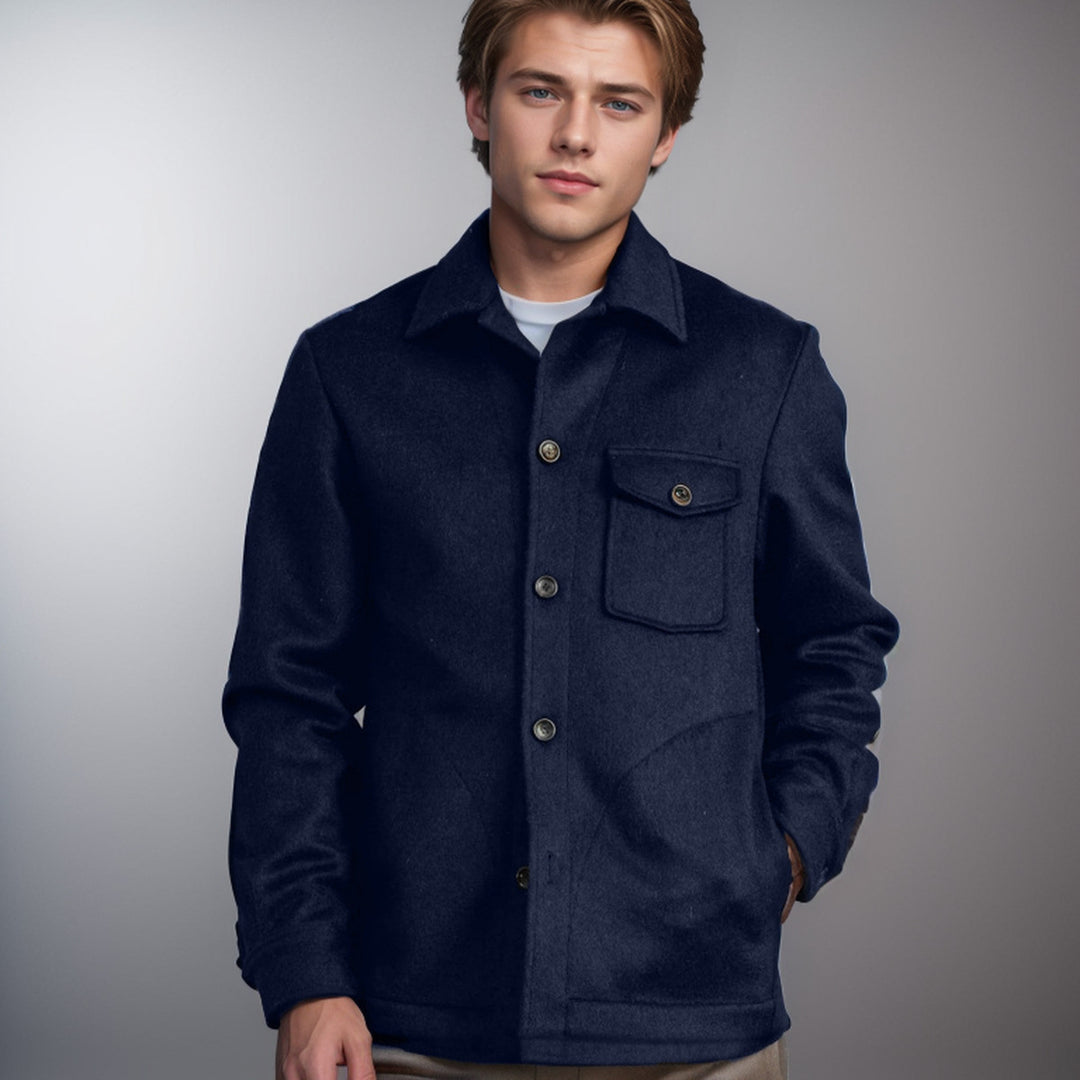 Herren elegante Bouclejacke mit praktischen Taschen R&B