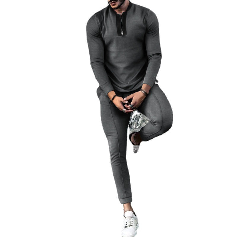 Herren Sportliches Zweiteiliges Set mit Stehkragen und Reißverschluss R&B