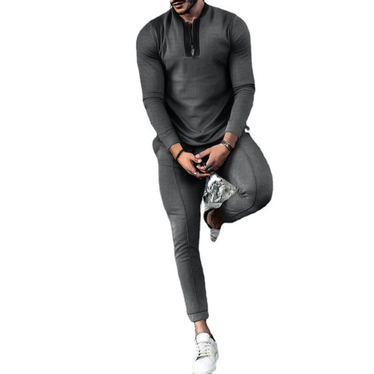 Herren Sportliches Zweiteiliges Set mit Stehkragen und Reißverschluss R&B