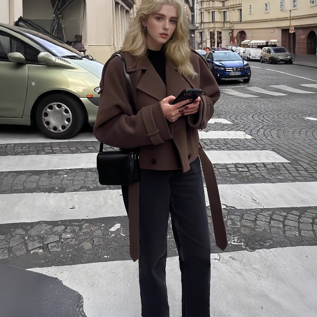 Damen Modischer Übergröße-Bikerjacke mit asymmetrischem Schnitt und Druckknopfverschluss R&B