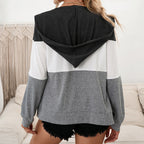 Damen sportliches Kapuzenjacke mit Farbblockdesign und praktischen Taschen
