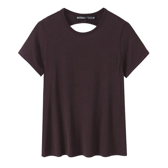 Damen Freizeit T-Shirt mit modernem Rückenausschnitt und hochwertiger Baumwolle R&B