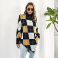 Damen Oversized Strickpullover mit asymmetrischem Saum und hohem Kragen R&B