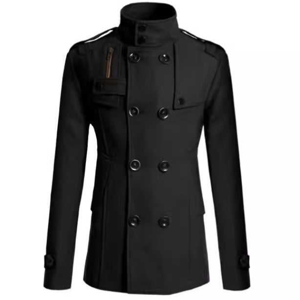 Herren modischer Doppelreihiger Mantel mit praktischen Taschen und elegantem Kragen R&B