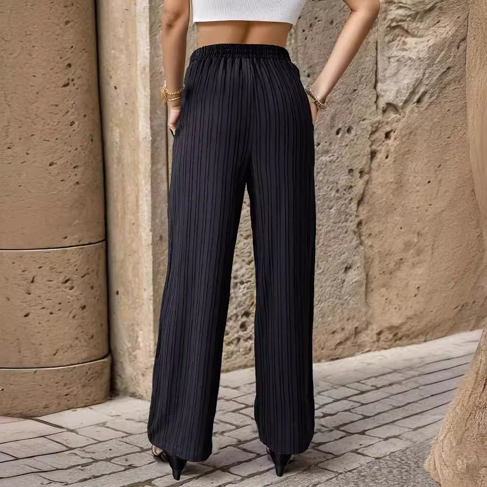Damen Elegante Freizeithose mit streifigem Design und elastischem Bund R&B