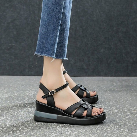 Damen Wedge-Sandaletten mit geflochtenem Riemchen-Design und verstellbarem Riemen R&B