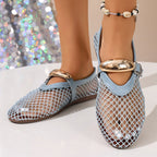 Damen luftige Schlüpfschuhe mit elegantem Netzdesign und modischer Schnalle R&B