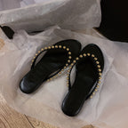 Damen Zehentrenner-Sandalen mit eleganter Perlenverzierung R&B