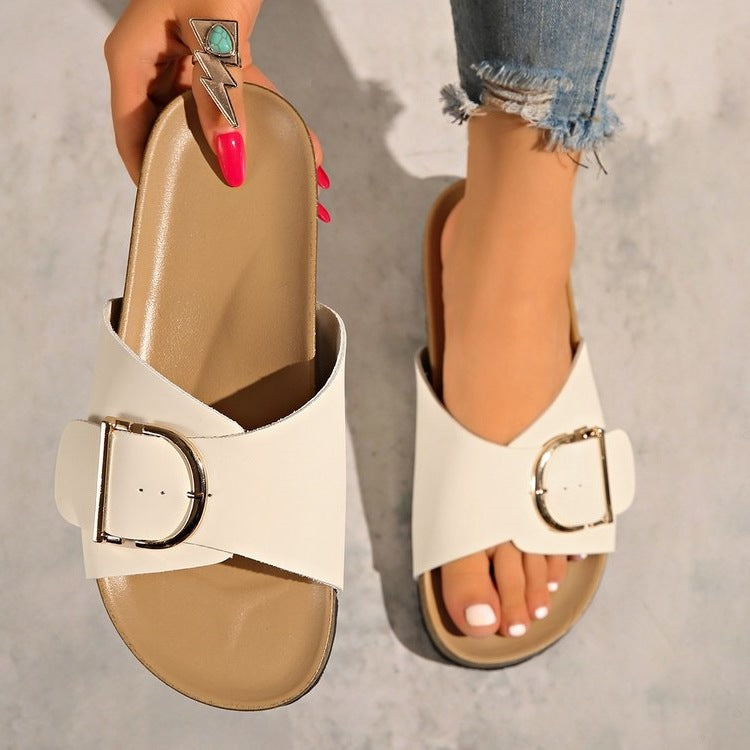 Damen bequeme Slides mit modischem Schnallen-Design R&B