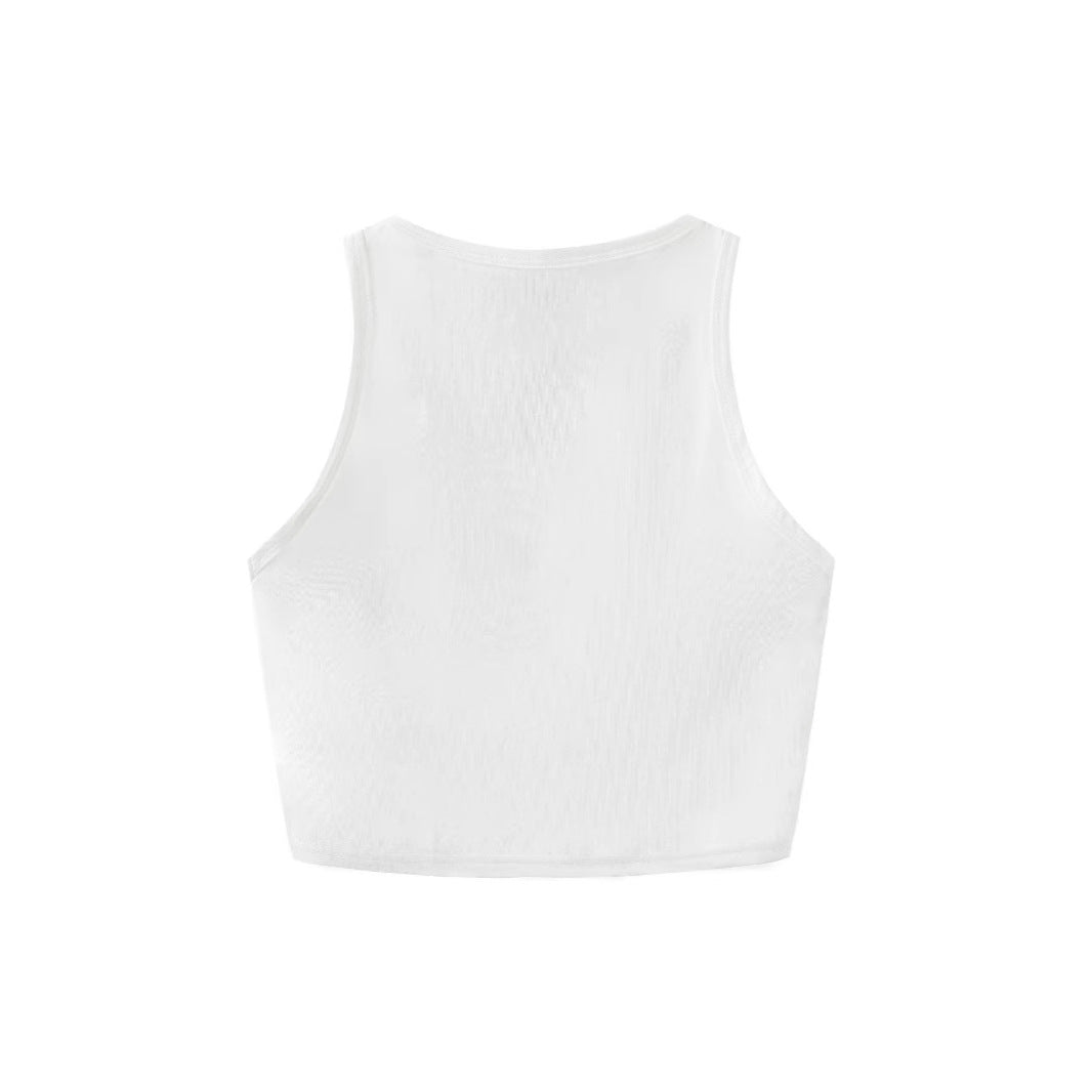 Damen Crop-Top mit kreativem Statementdruck R&B