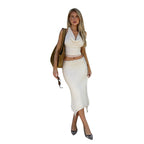 Damen Elegantes Halter-Crop-Top mit schmalem Midi-Rock R&B